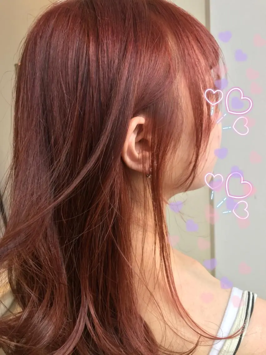 ミディアム カラー オレンジ 新宿駅近♡個室 ♡関口三都季🌜のヘアスタイル