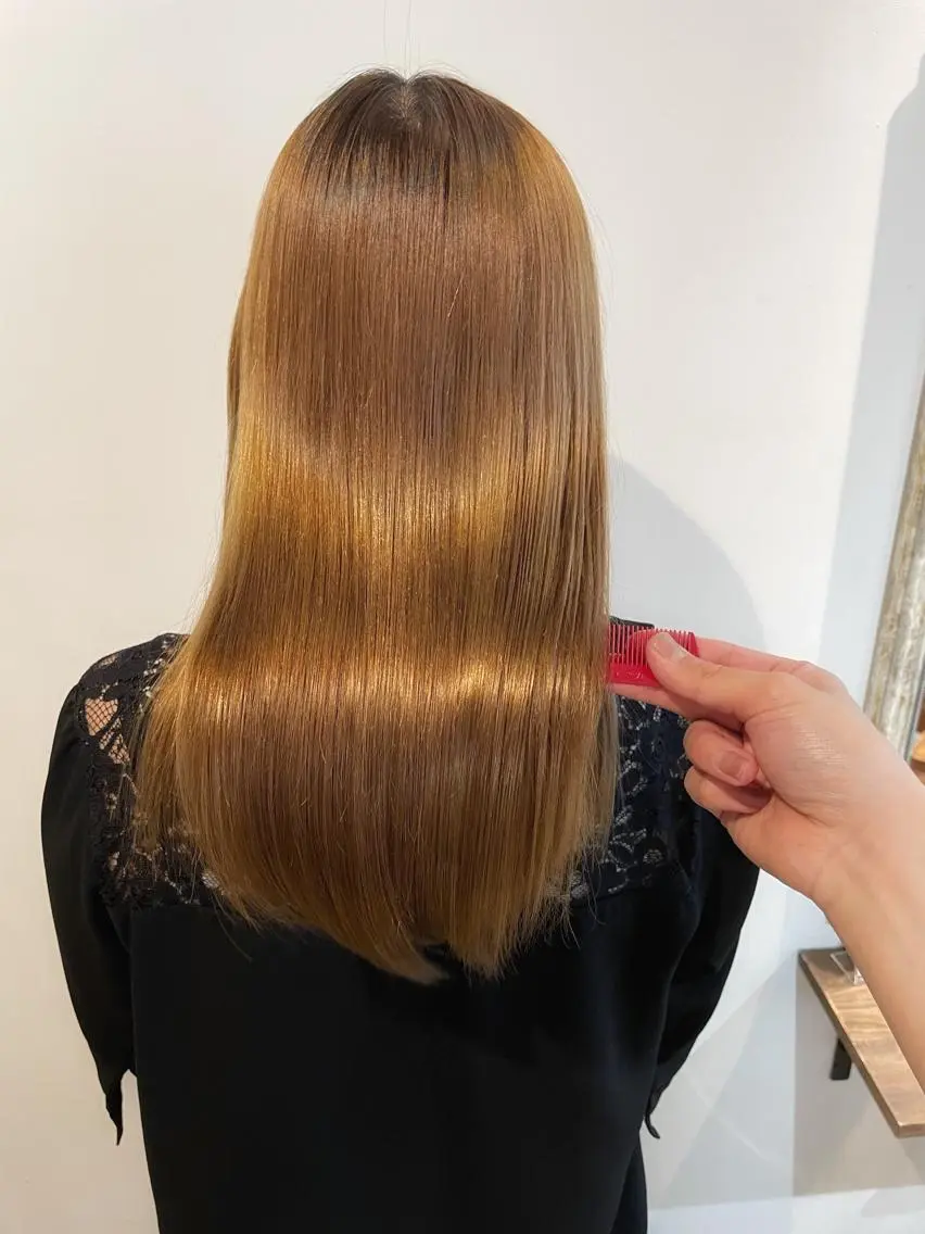 ロング パーマ 縮毛矯正 ヘアアレンジ にいた かづしげのヘアスタイル