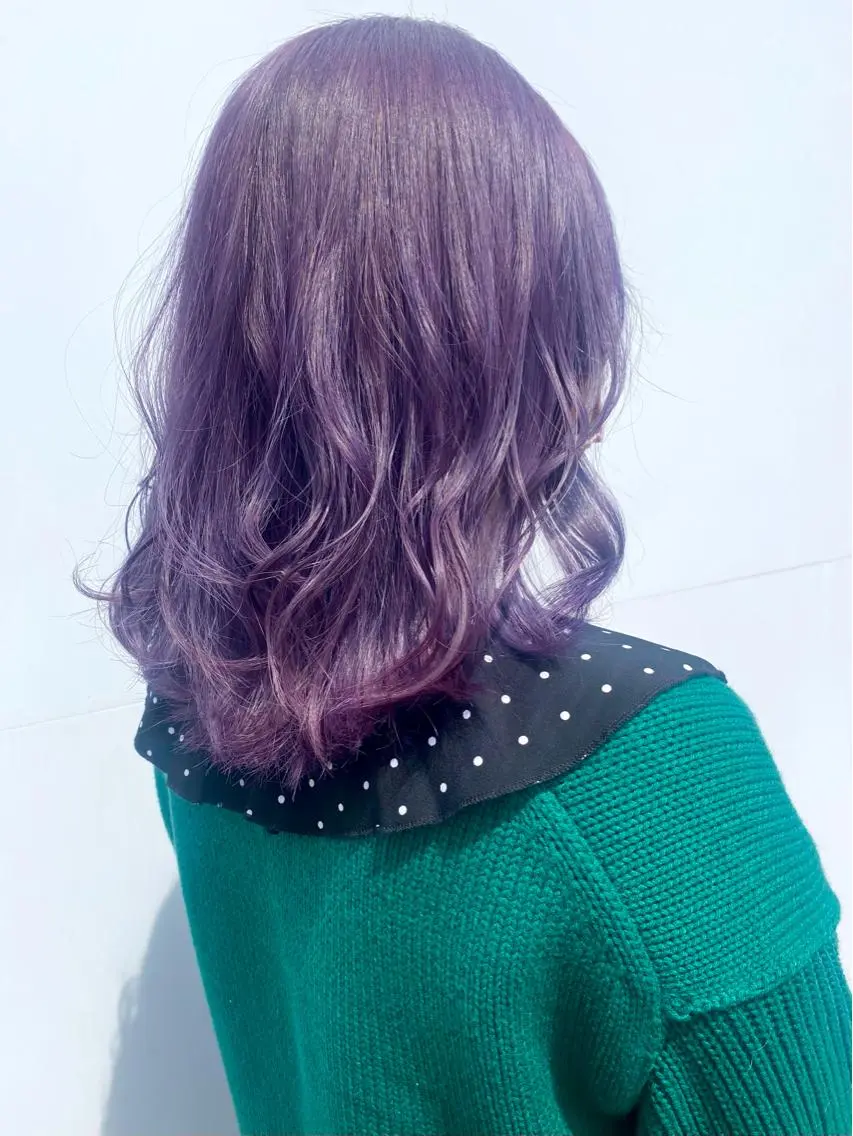 セミロング カラー パープルカラー 💘韓国カラー💘 クルミのヘアスタイル