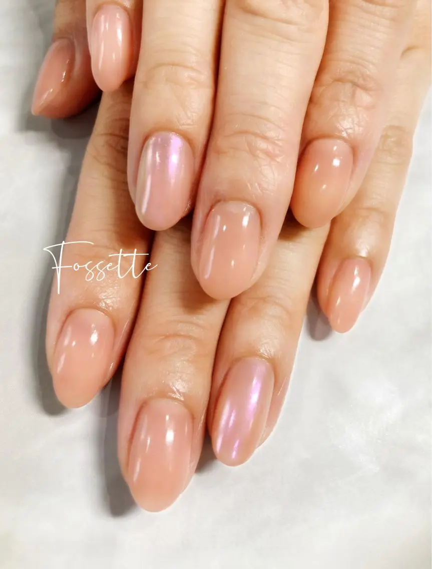 ネイル オーロラネイル オフィスネイル ピンク シンプルネイル ハンドネイル nailsalon Fossetteのネイルデザイン