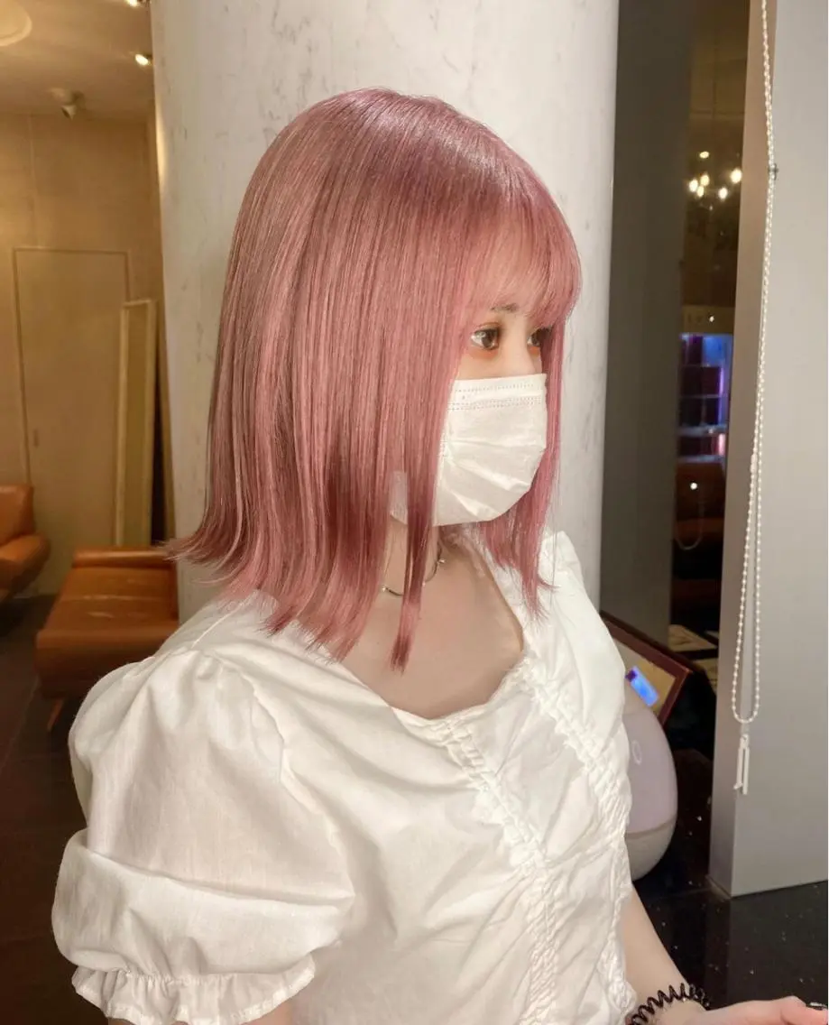 ミディアム カラー ピンクカラー ホワイトピンク ヘアカラー トリートメント 🌱ブリーチ・透明感 カラー/mapi🦭のヘアスタイル