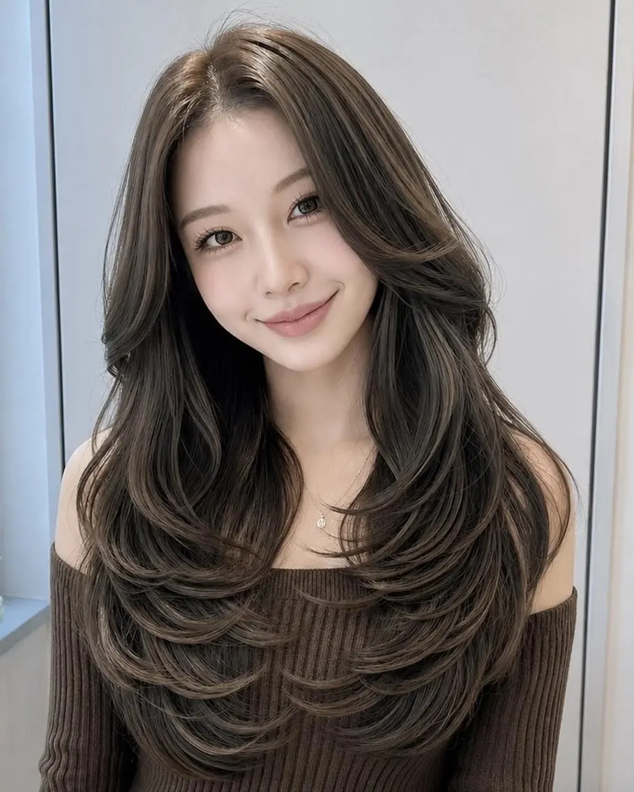 ロング レイヤーハイライト ブリーチJUNKIのヘアスタイル