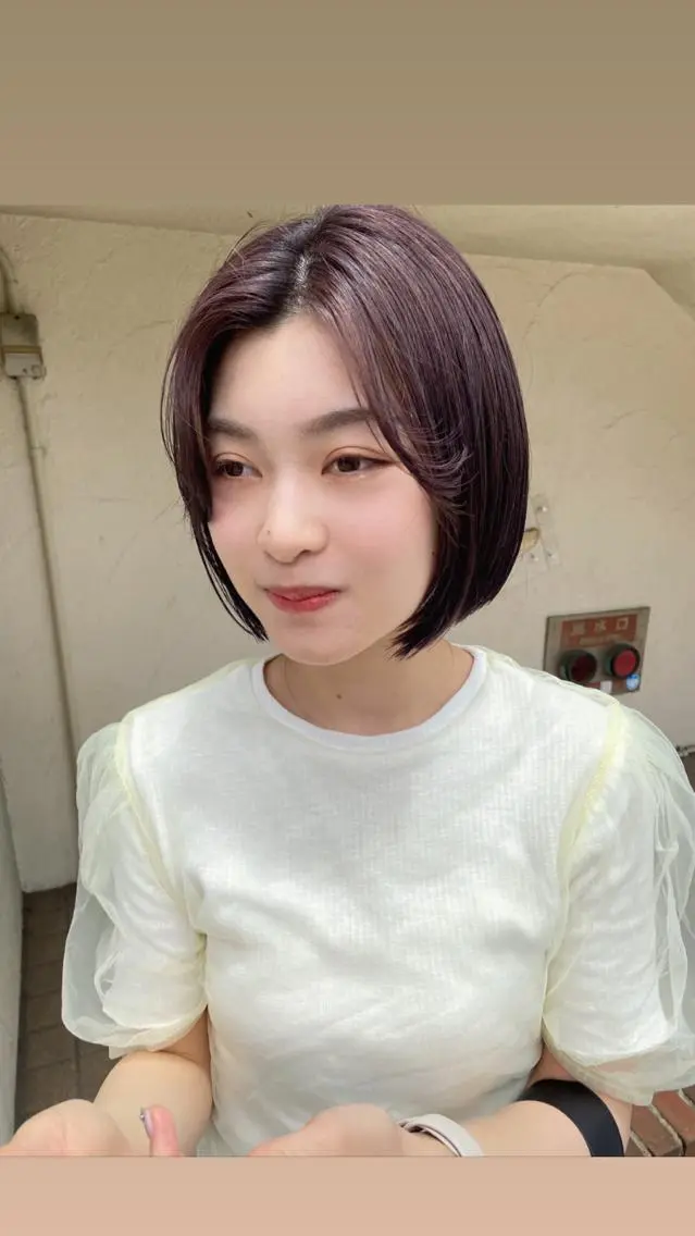 ミディアム カラー パーマ ヘアアレンジ ネイル マツエク・マツパ アイブロウ 透明感カラー ラベンダーカラー 眉カラー 広島/ボブ/レイヤー 🌿‬wakabaのヘアスタイル