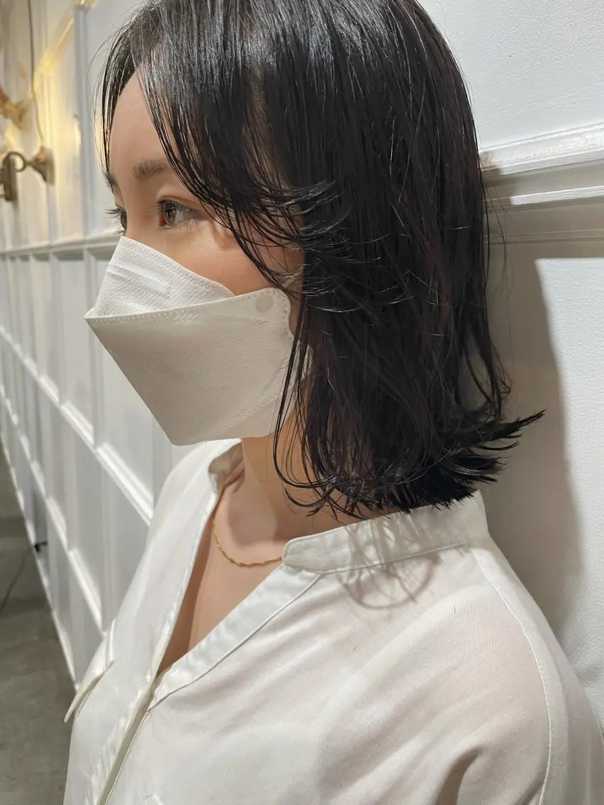 ミディアム カラー ヘアアレンジ レイヤーカット オルチャンヘア 髪質改善カラー&TR 縮毛矯正/弱酸性矯正のヘアスタイル