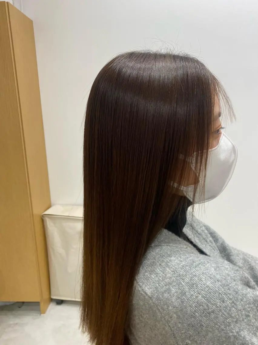 ロング パーマ 縮毛矯正 山﨑 燦人のヘアスタイル