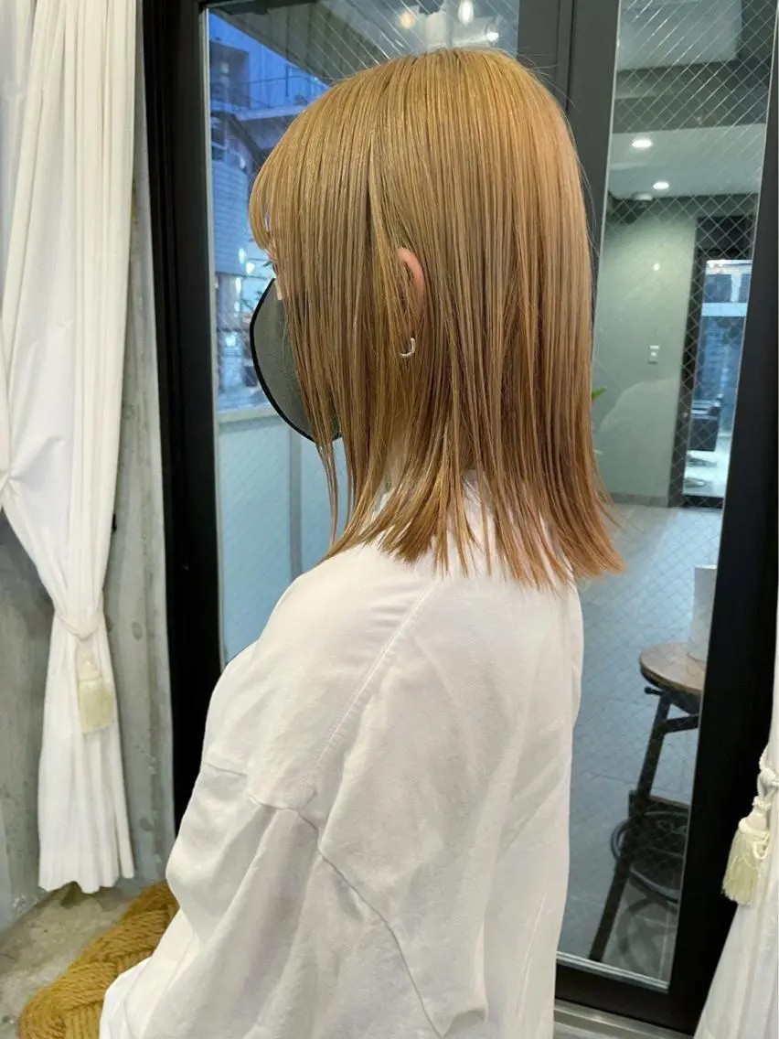 ミディアム カラー ベージュカラー カット 縮毛矯正 トリートメント HIROKI ”博多 /ボブのヘアスタイル