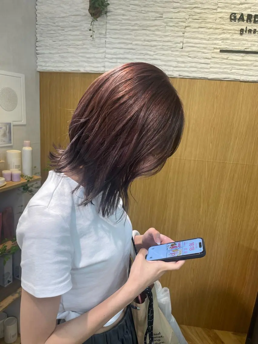 ミディアム カラー ラベンダーカラー ピンクカラー ピンクラベンダー 顔まわり🥨レイヤー /透明感/水口舞奈のヘアスタイル