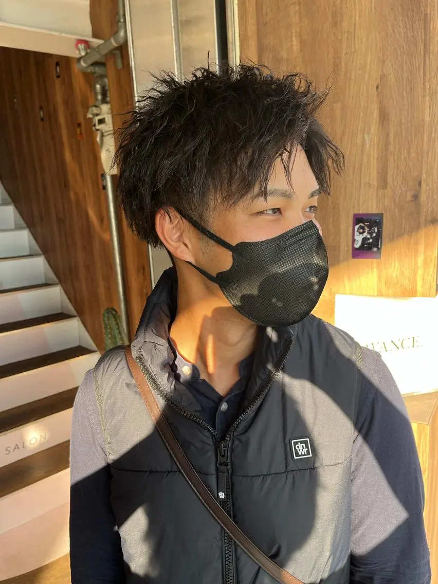 ショート パーマ メンズ メンズパーマ カット パーマ AVANCE.難波 店長 松元のヘアスタイル
