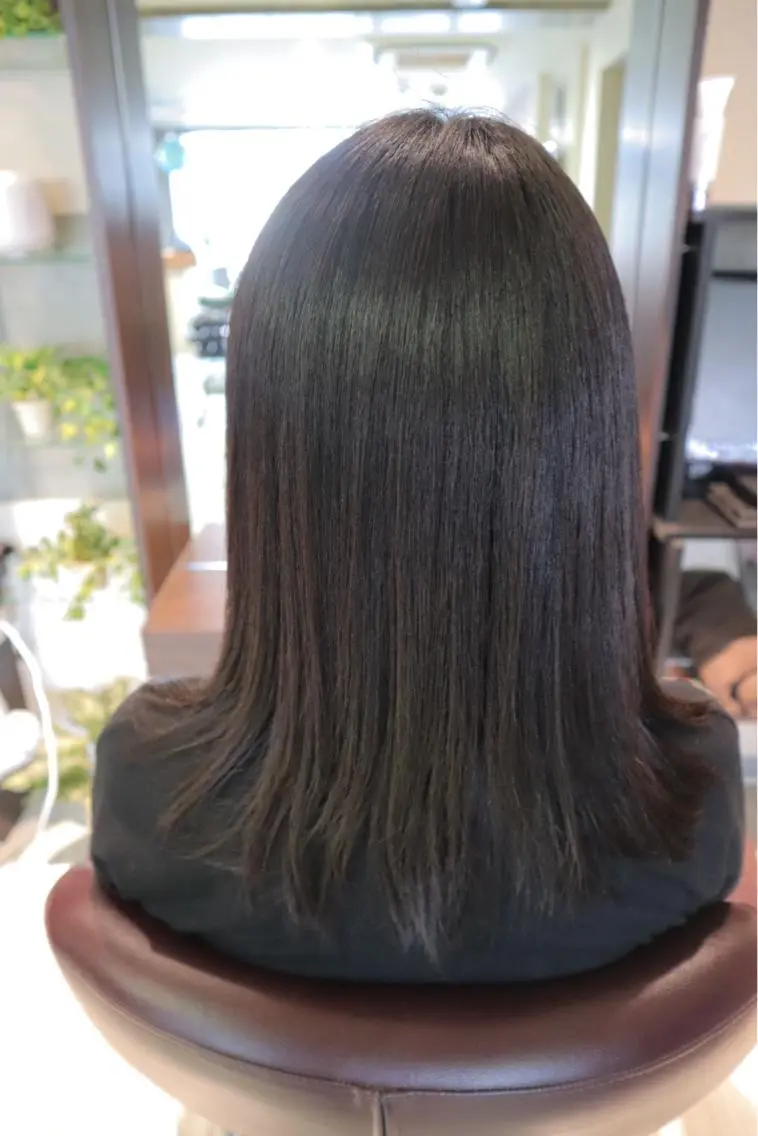 ロング 縮毛矯正 【南草津】髪質改善 ヘナカラー＆縮毛矯正のヘアスタイル