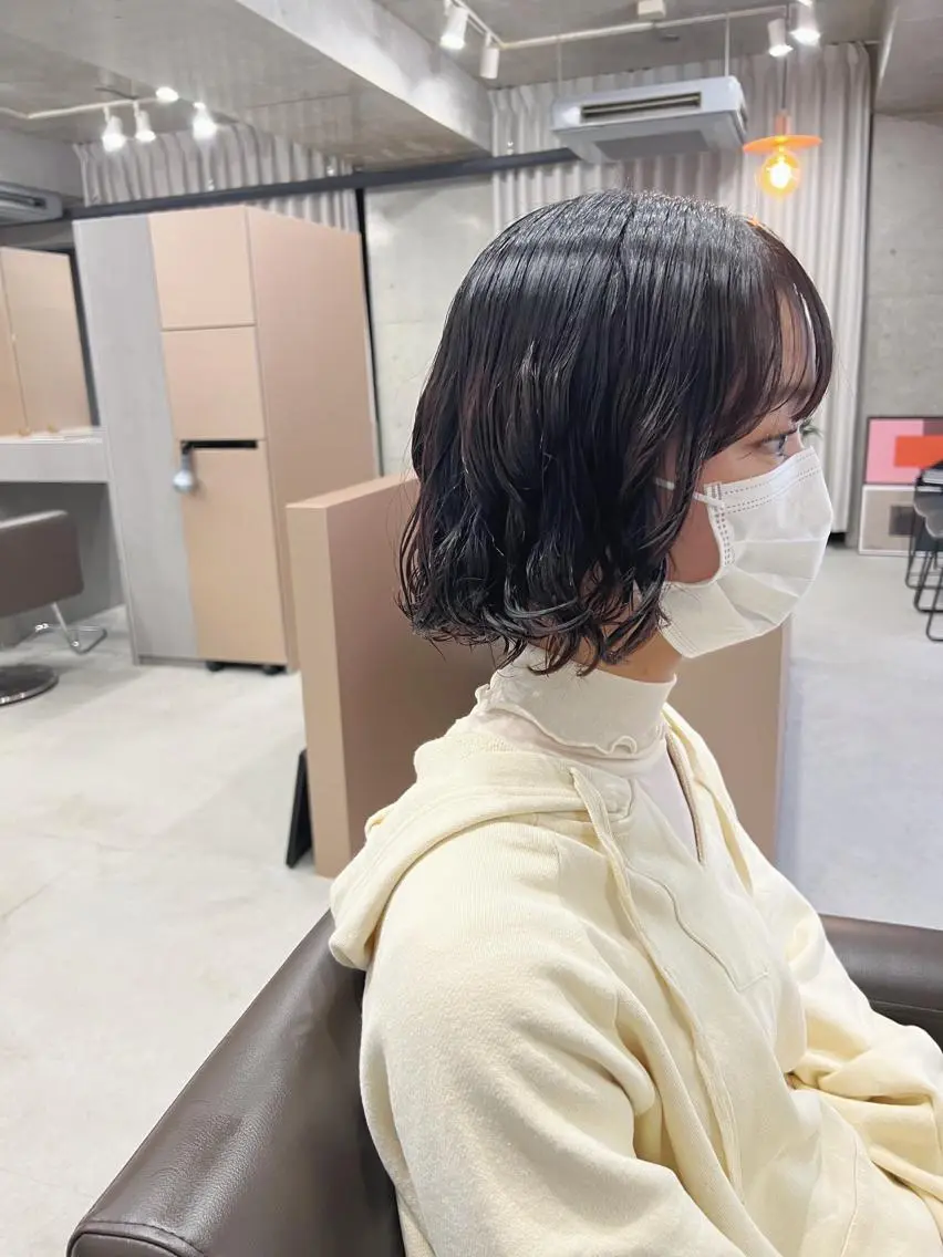 ショート パーマ カット パーマ トリートメント ボブパーマコテ巻き風 パーマNo1深江秀平のヘアスタイル