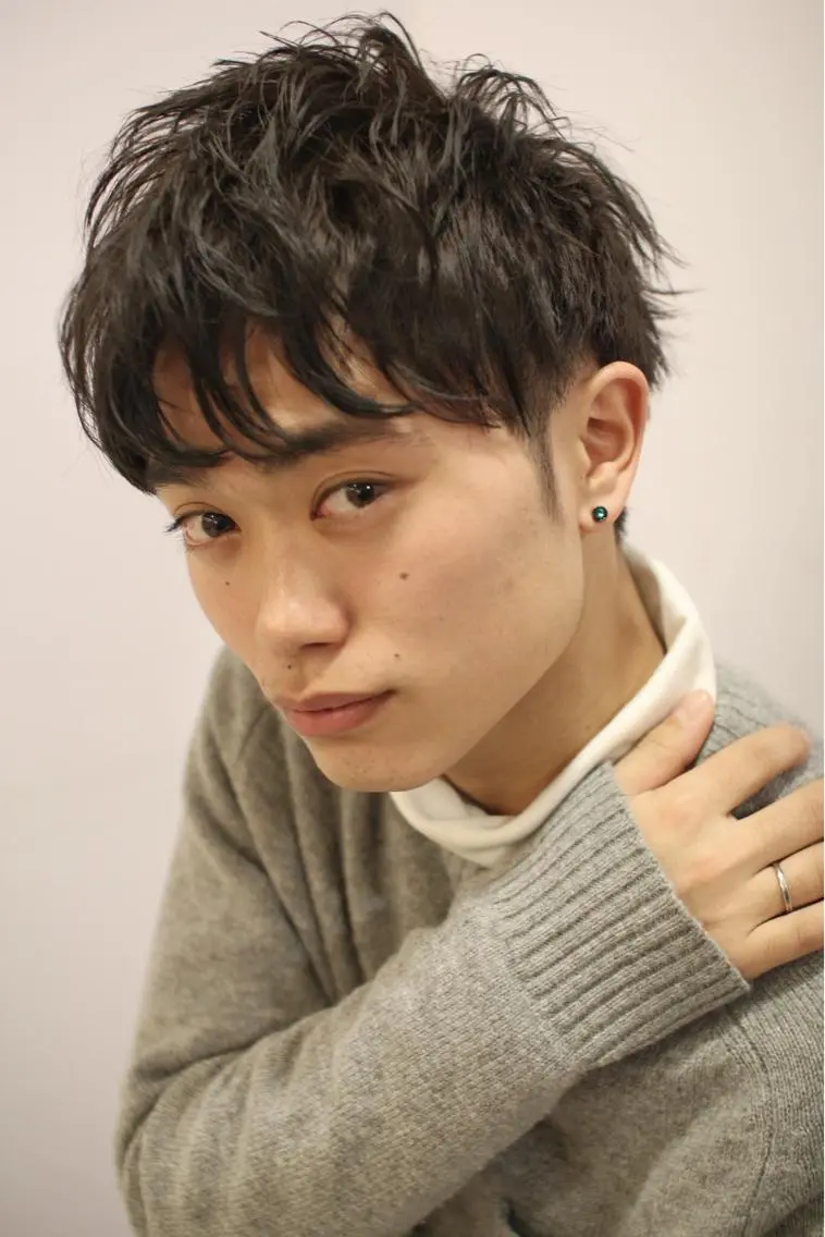 ショート メンズ カット パーマ トリートメント ナチュラルスタイル/ 透明感カラー/比嘉のヘアスタイル