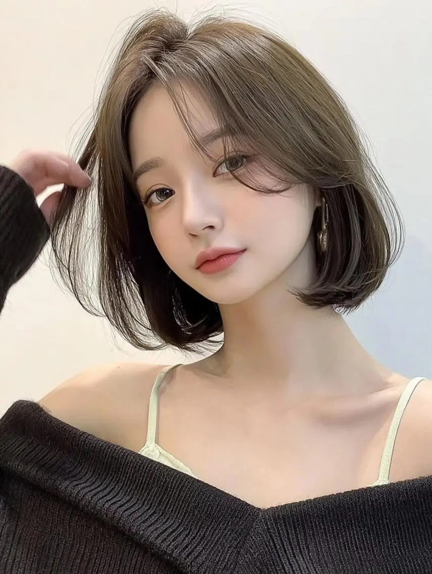 ミディアム 顔周りカット 髪質改善 韓国風ヘア レイヤーカット カット ヘアカラー FOCUS JAPAN2のヘアスタイル