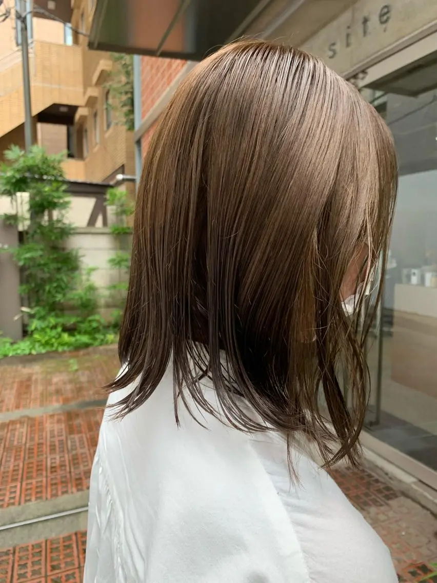 ミディアム カラー ボブパーマコテ巻き風 パーマNo1深江秀平のヘアスタイル