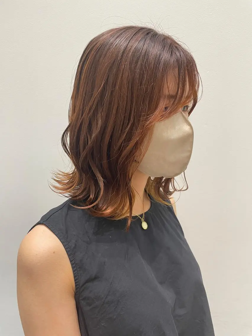 カラー ブリーチ ブリーチなしカラー オレンジ 河野いずみ レイヤー/ボブ 🤍のヘアスタイル