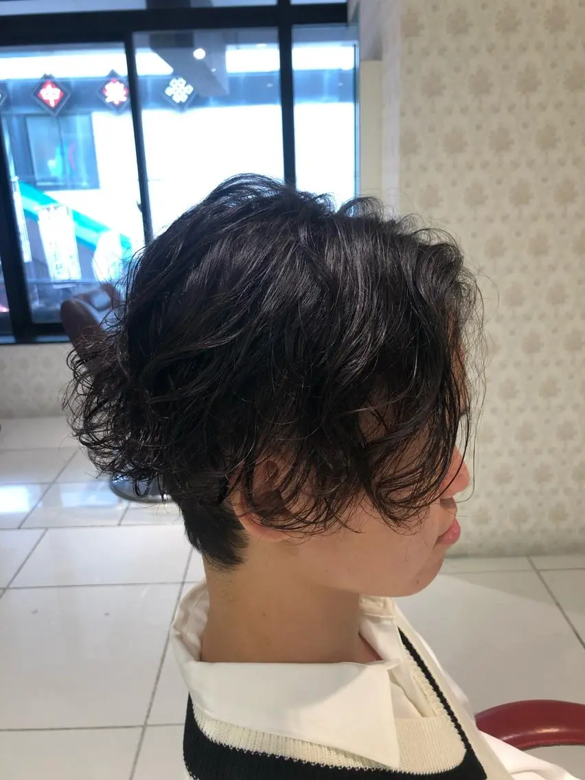 ミディアム メンズ ミディアムパーマ メンズパーマ ✨髪質改善ストレート ×ミニボブ✨萩原 翼のヘアスタイル