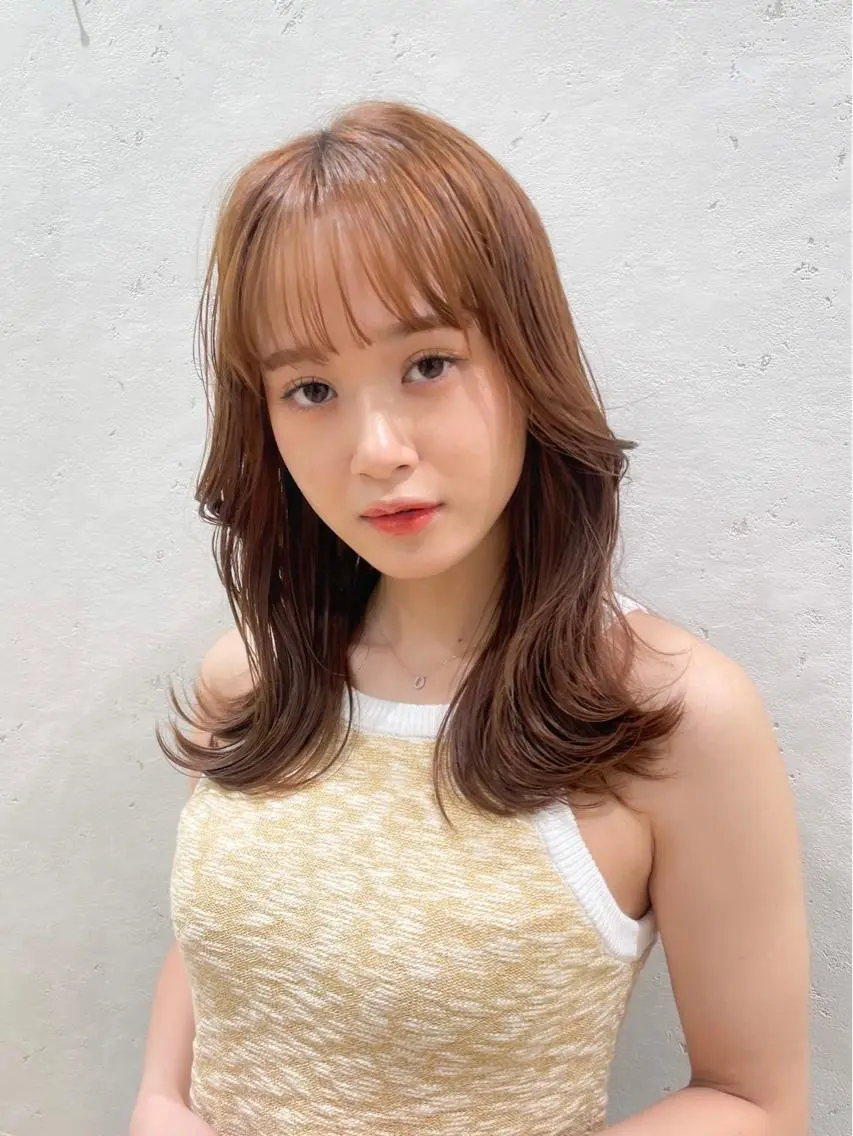 セミロング カット ヘアカラー トリートメント レイヤーカット/ 韓国ヘア/野崎かよのヘアスタイル