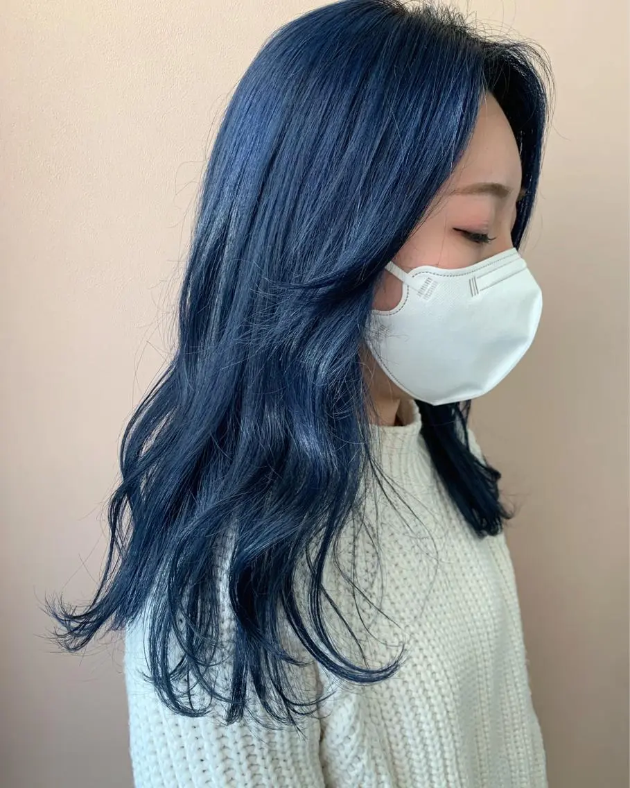 ロング カラー ブリーチ ブルーカラー カット ヘアカラー トリートメント hubhair レイヤー/透明感のヘアスタイル