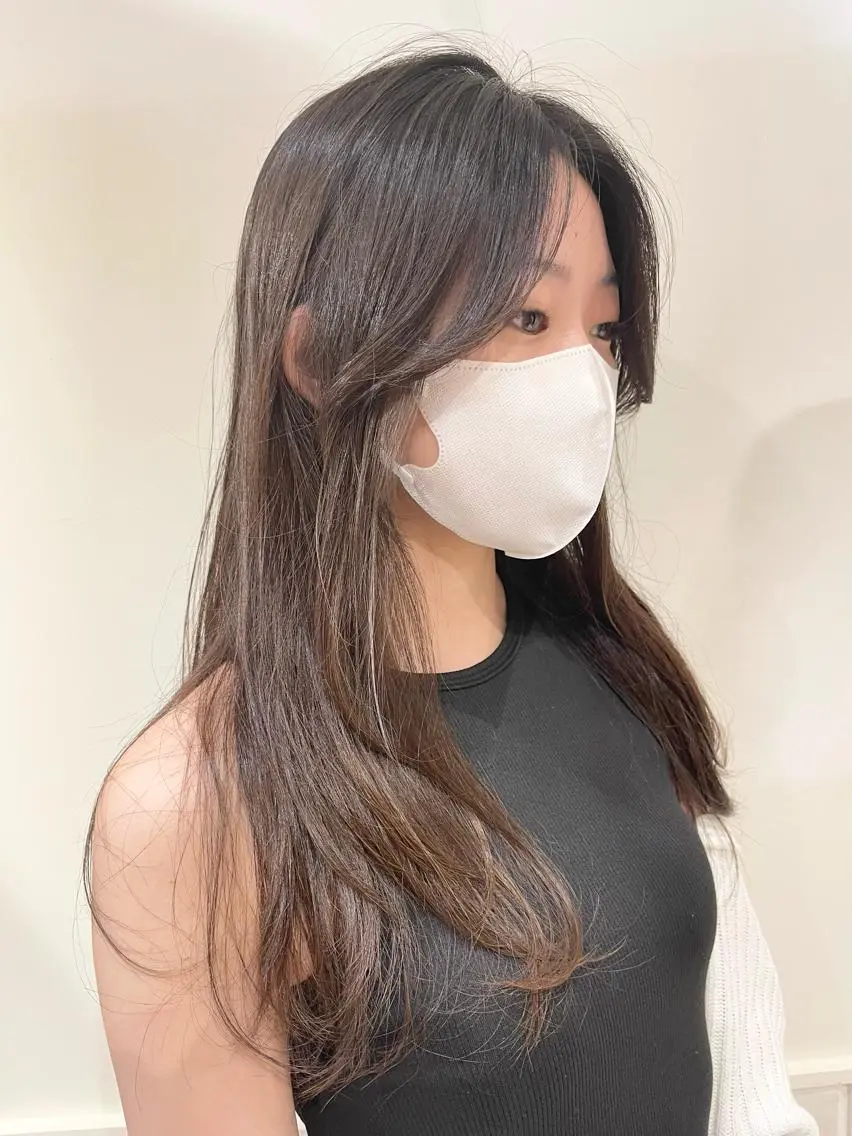 ロング 顔まわりレイヤー レイヤーカット 小顔カット 清水　ちひろ ✄トップスタイリストのヘアスタイル