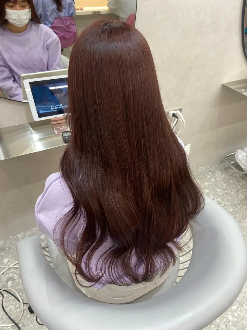 ロング カラー ベージュカラー ブリーチ ブラウンカラー ダブルカラー ラベンダーカラー 新宿/韓国ヘア 中明度カラー/かやのヘアスタイル