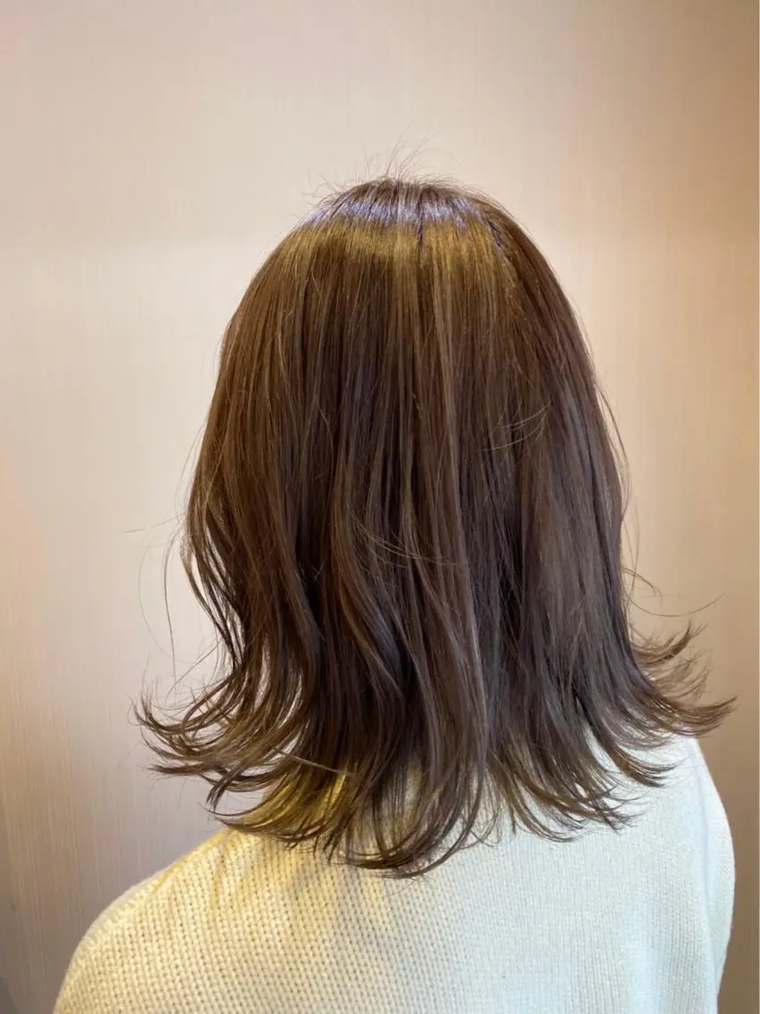 ミディアム ハイライト おくだ りお /ハイトーンカラーのヘアスタイル