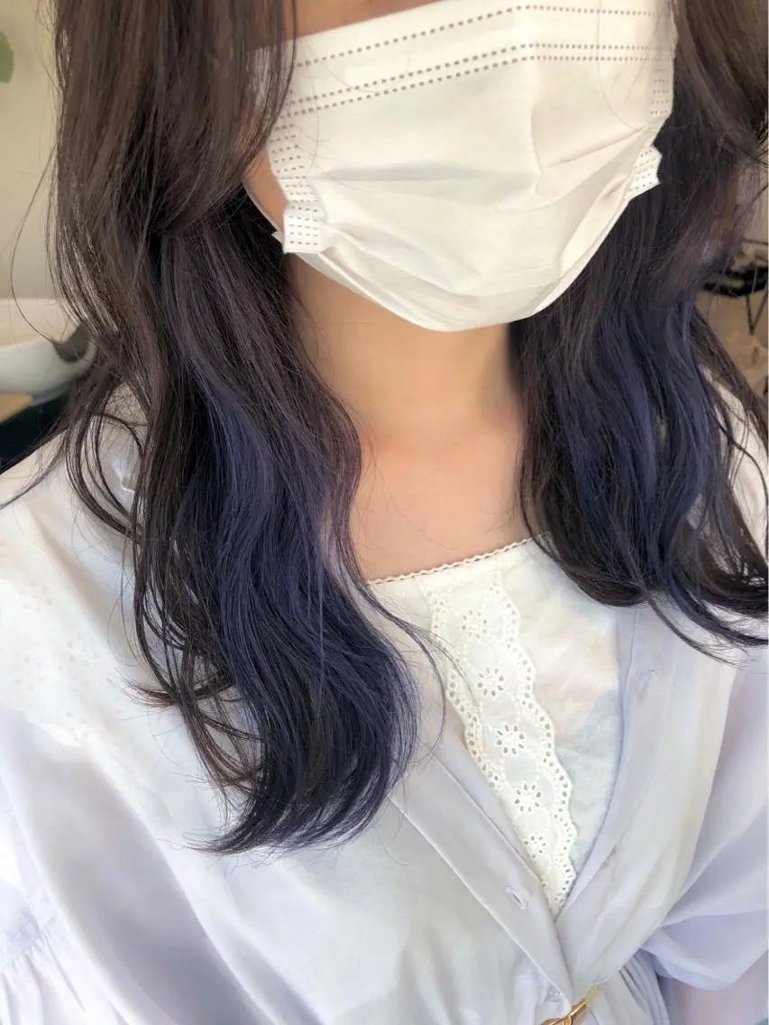 ロング カラー アディクシーカラー 透明感カラー インナーカラー バイオレットカラー 京都美容師 塩のヘアスタイル