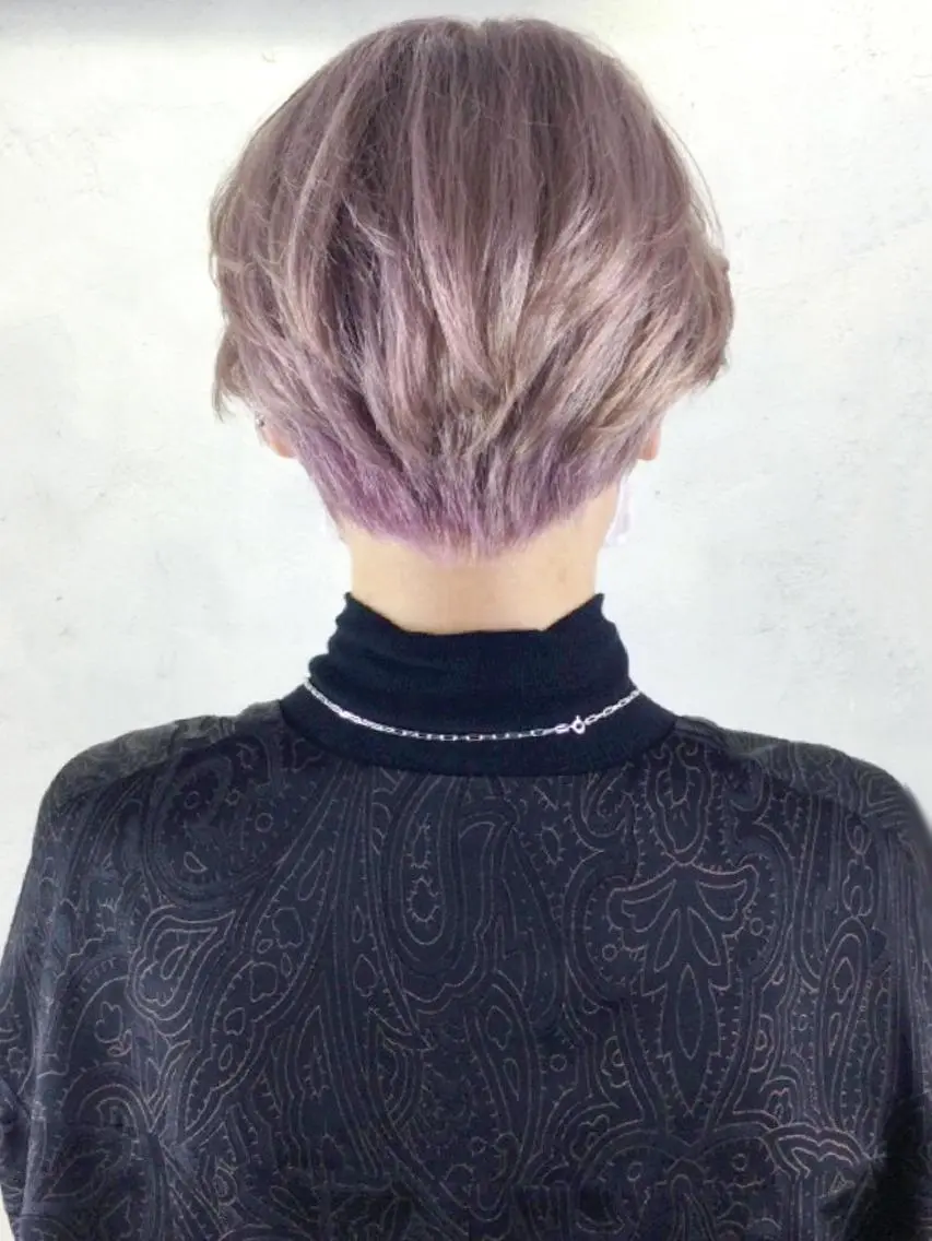 ショート カラー パーマ ヘアアレンジ ラベンダーカラー ショートヘア ITbyALBUM 中野店のヘアスタイル