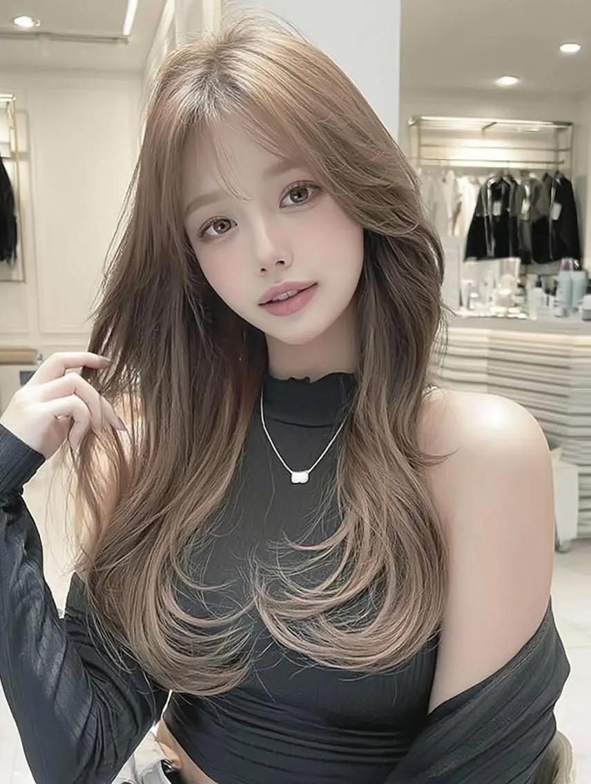 ロング カラー 透明感カラー レイヤーカット カット ヘアカラー トリートメント レイヤーカット✨ 福井雄登のヘアスタイル