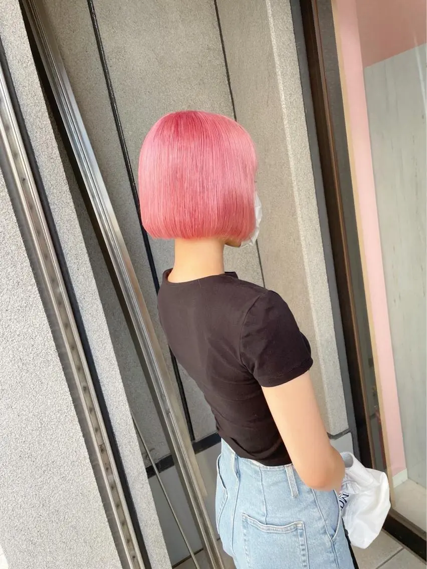 セミロング カラー セミロングパーマ ブリーチ ハイトーンカラー 【毎朝セット3分】 メンズパーマ　真人のヘアスタイル