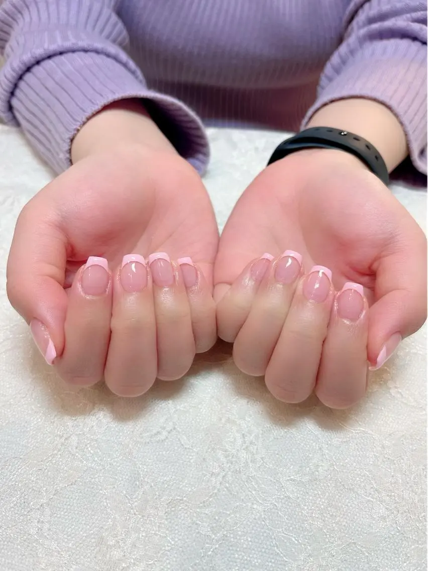 ネイル クリアネイル ピンク ショートネイル ハンドネイル aoi nailのネイルデザイン