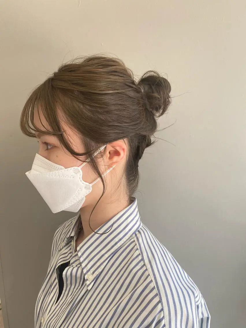 ミディアム カラー ヘアアレンジ お団子ヘア ヘアセット ボブ /ニュアンス/ satomi🧸💖のヘアスタイル