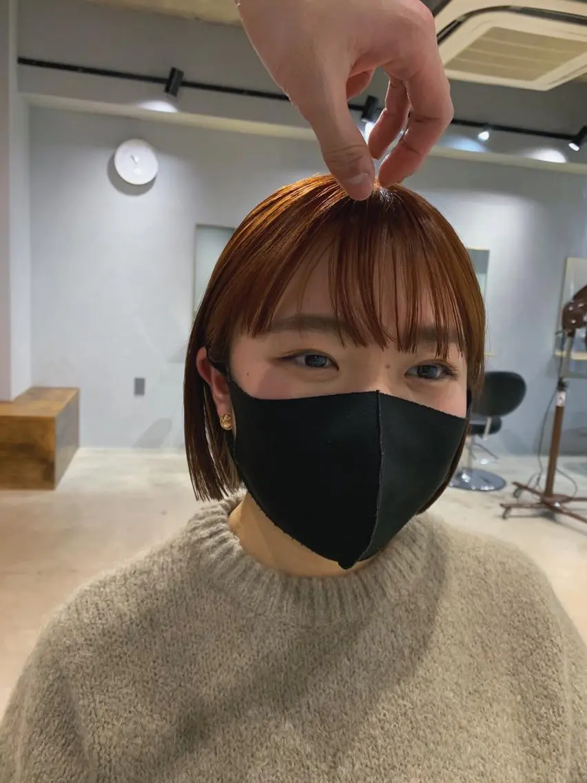ミディアム カラー パーマ ボブパーマコテ巻き風 パーマNo1深江秀平のヘアスタイル