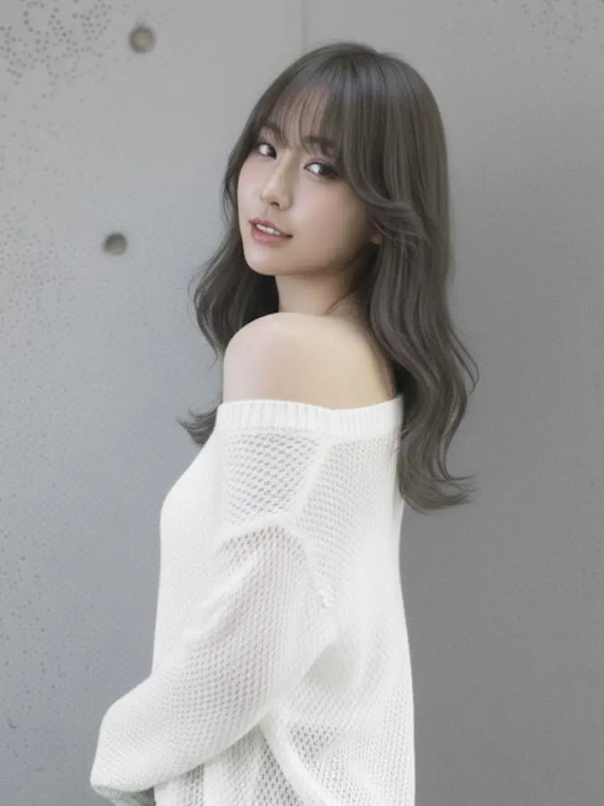 ロング 顔周りカット 韓国風ヘア ヘアカラー トリートメント 渋谷ハチ公口徒歩3分 🌈ヘアサロンM渋谷のヘアスタイル