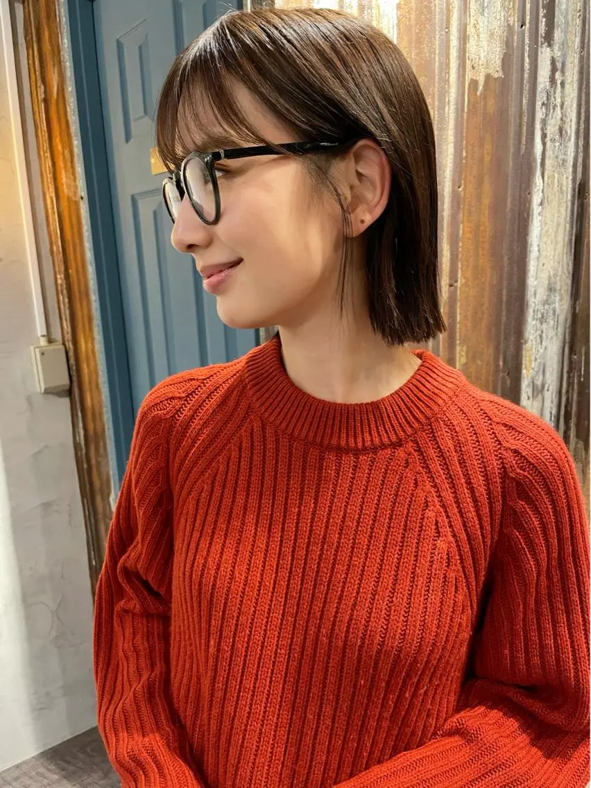 ミディアム カラー ボブ 似合わせカット 外ハネヘア 結べるレイヤーボブ くびれLady表参道のヘアスタイル