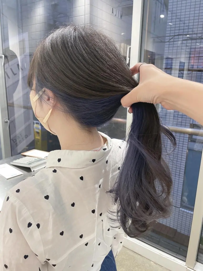 ロング カラー グレージュ ネイビーカラー ♡🪞韓国スタイル/ MISATO🪞♡のヘアスタイル
