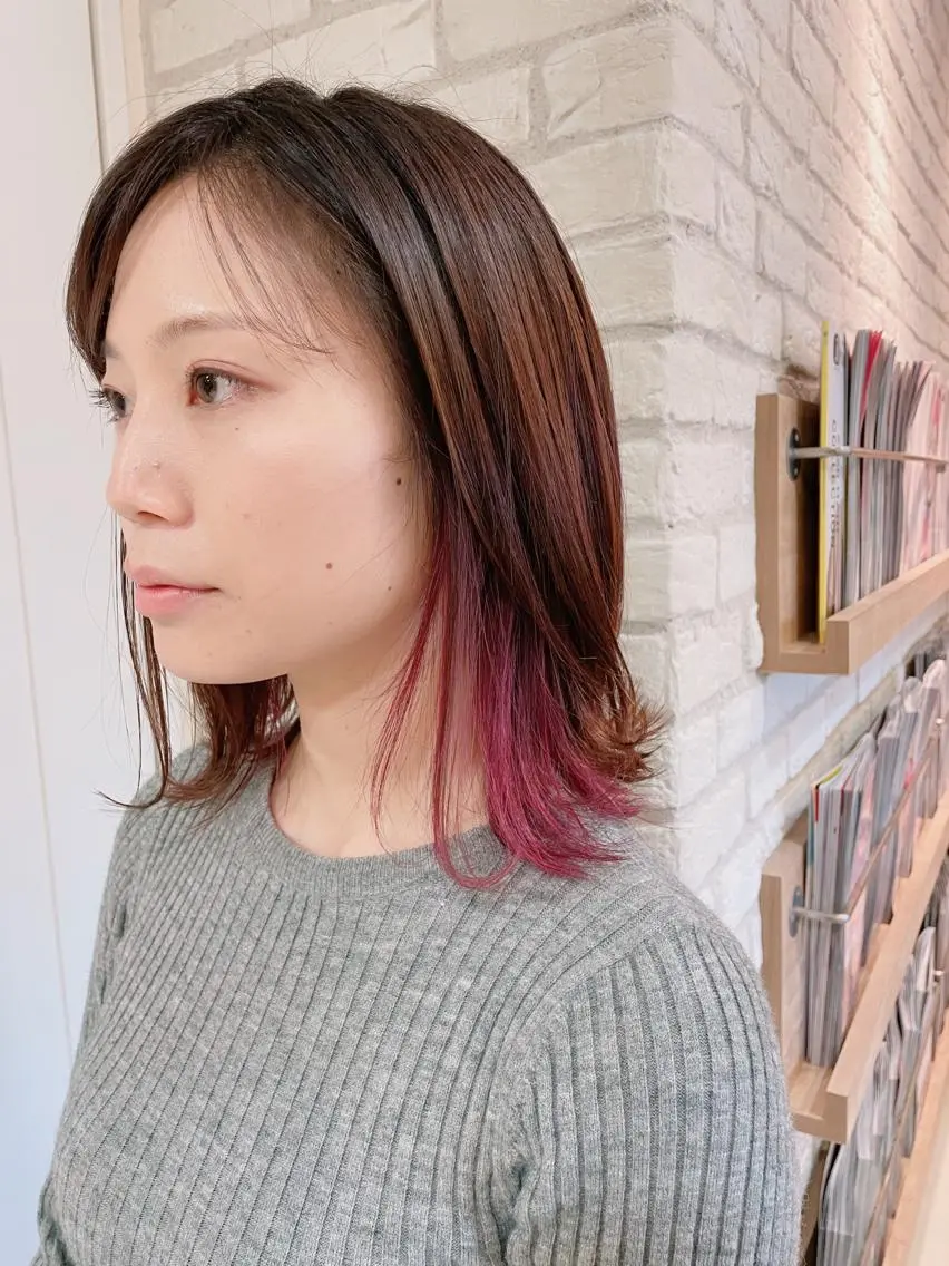 ミディアム カラー インナーカラー カット ヘアカラー トリートメント 清水 有実子のヘアスタイル