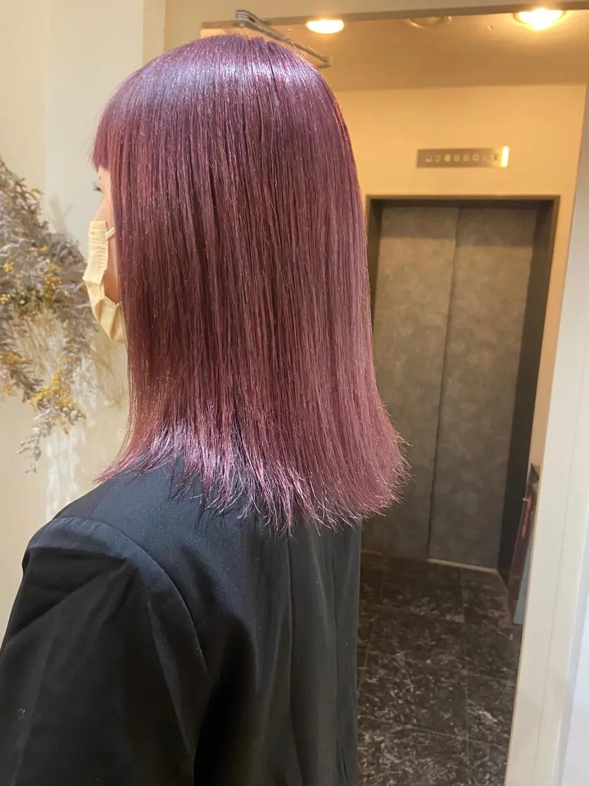 ミディアム カラー ラベンダーカラー ピンクカラー ピンクラベンダー SALTWATER AYARIのヘアスタイル