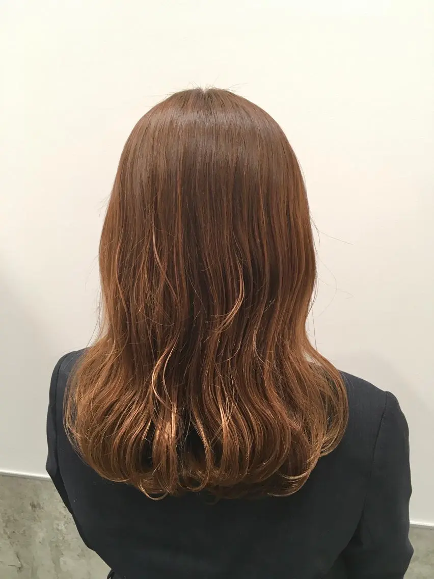 セミロング カラー ベージュカラー オレンジ オレンジベージュ yoshi ☆のヘアスタイル