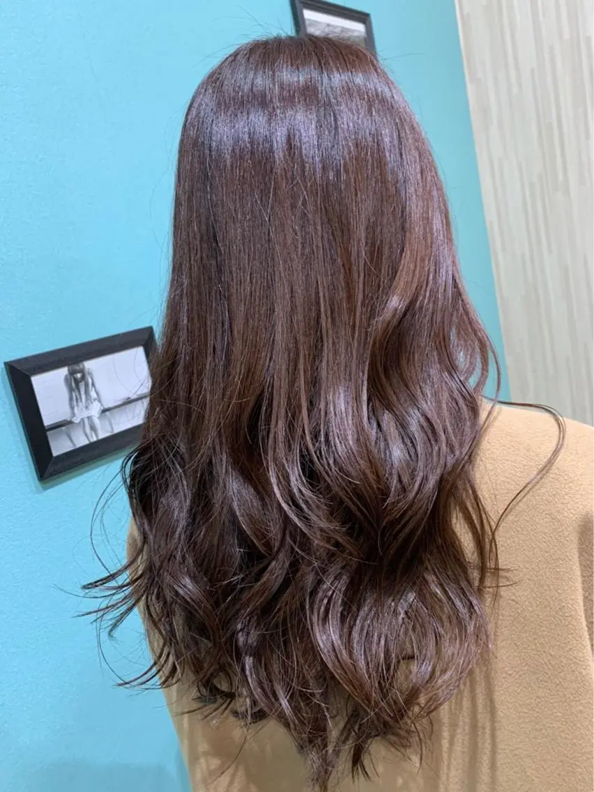 セミロング パープルカラー カット ヘアカラー トリートメント ヘッドスパ 縮毛矯正の達人 ☆ 松本のヘアスタイル