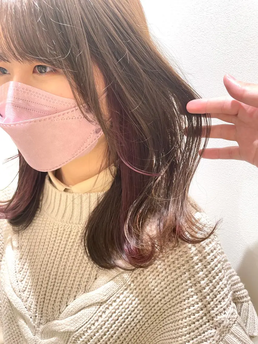 ミディアム カラー ブリーチ ケアブリーチ ダブルカラー イヤリングカラー ハイライトカラー 宮澤  タケル ミディアムヘアのヘアスタイル