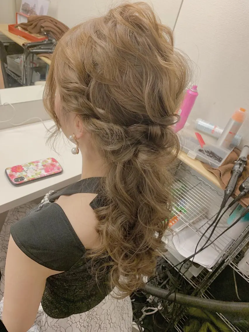 セミロング カラー ヘアアレンジ ヘアセット Aloa透明感ヘア ♡kanami♡のヘアスタイル