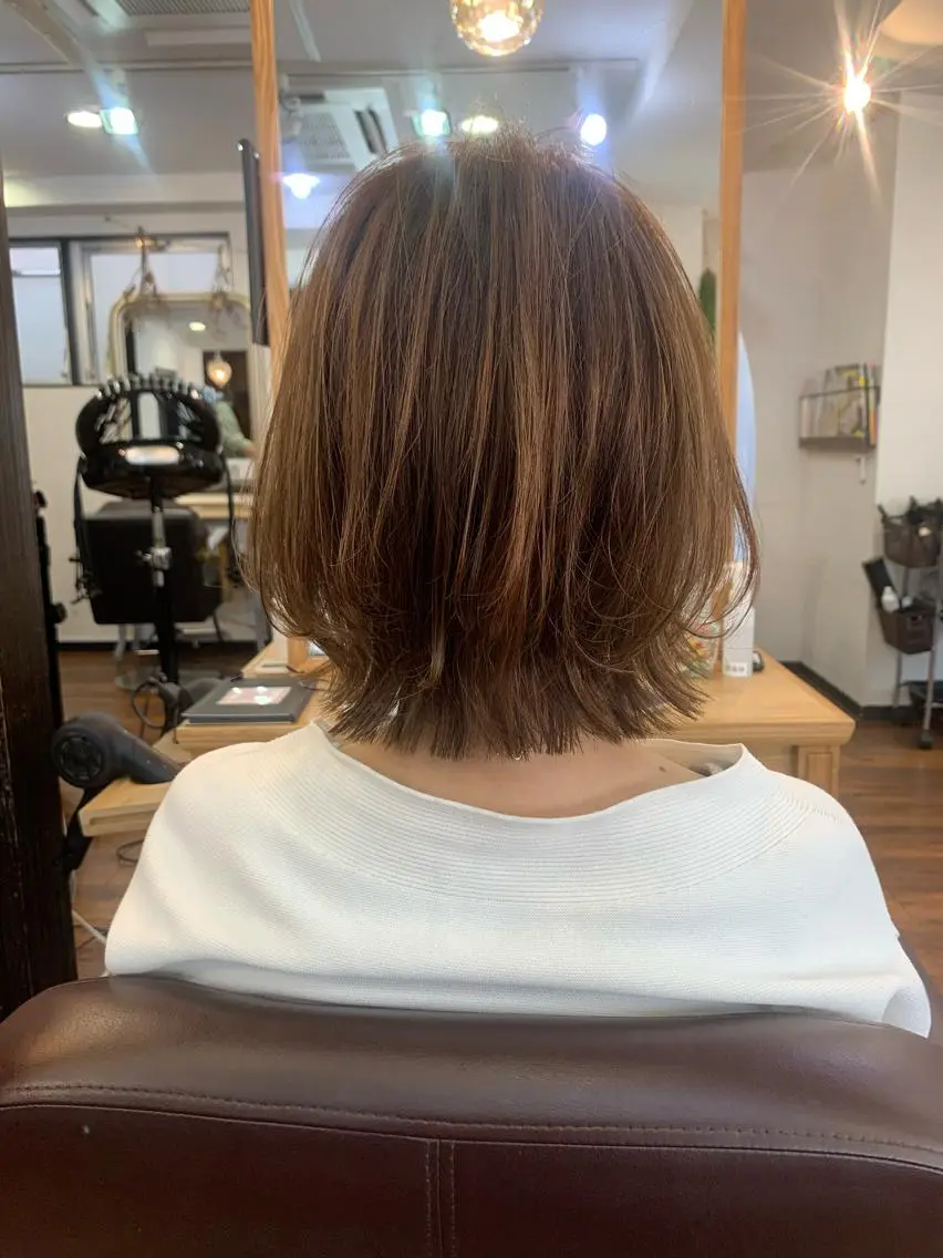 ミディアム 縮毛矯正/ショート/ レイヤー/畑中正敏のヘアスタイル