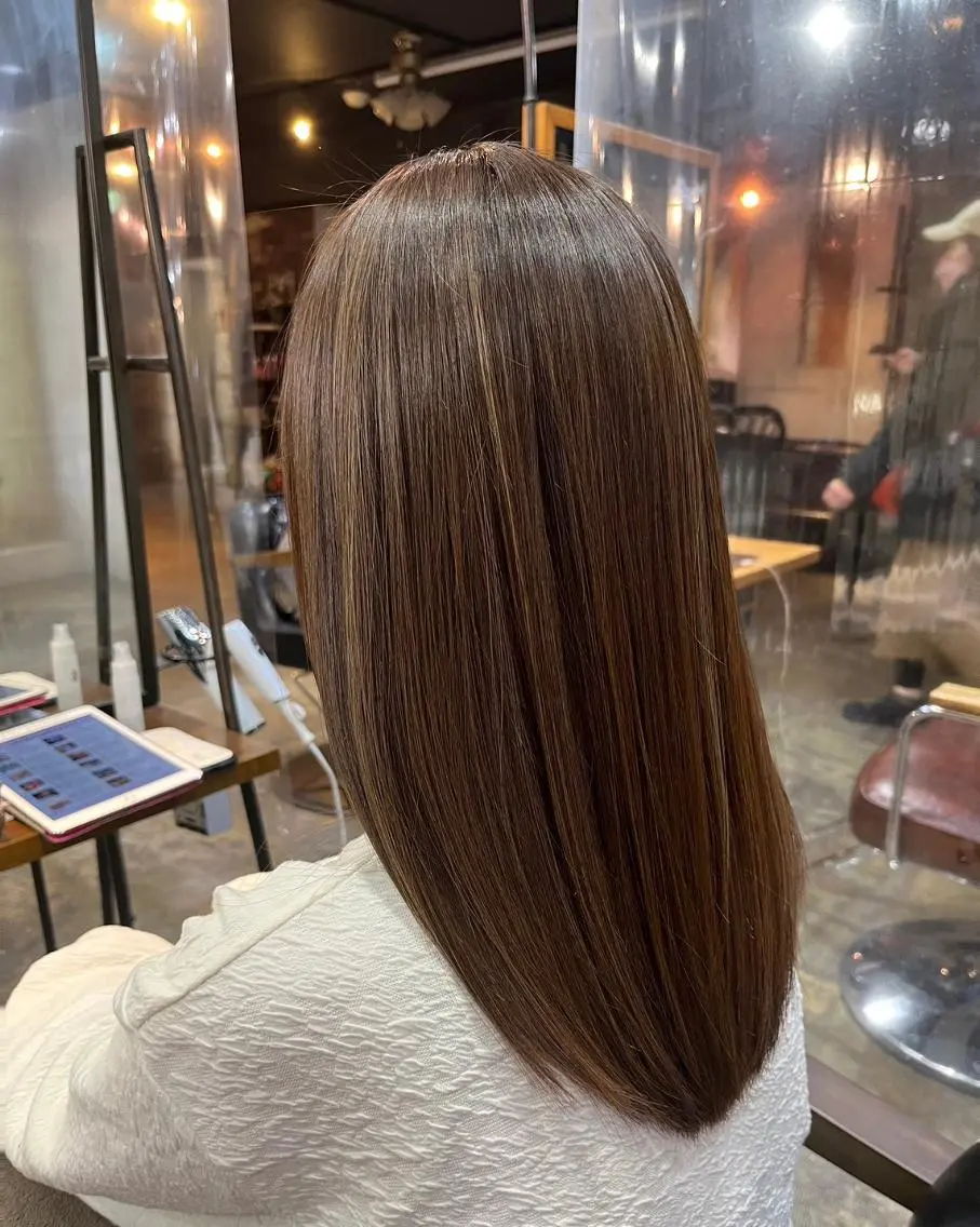ロング カラー パーマ アディクシーカラー アッシュ バレイヤージュ ミストバング ブリーチ 初めでも安心🌟 newi町田✂のヘアスタイル