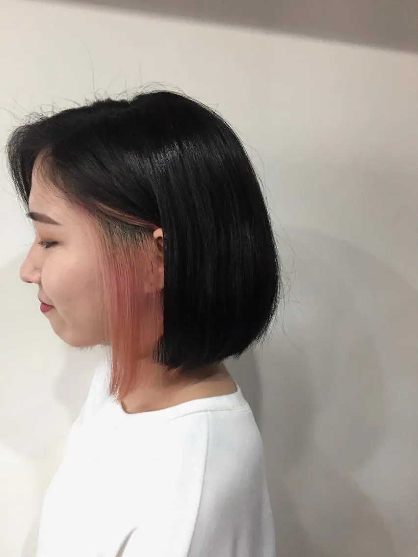 ミディアム カラー ピンクカラー 縮毛矯正 トリートメント ヘアセット カラー特化サロン大阪 ルービック江坂/新城のヘアスタイル