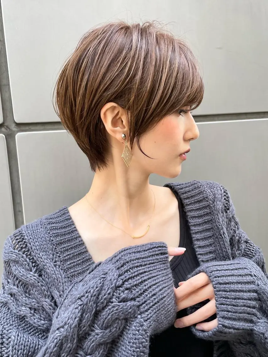 ショート カラー カット ヘアカラー トリートメント 縮毛/ショート/ ボブ/レイヤー/小原のヘアスタイル