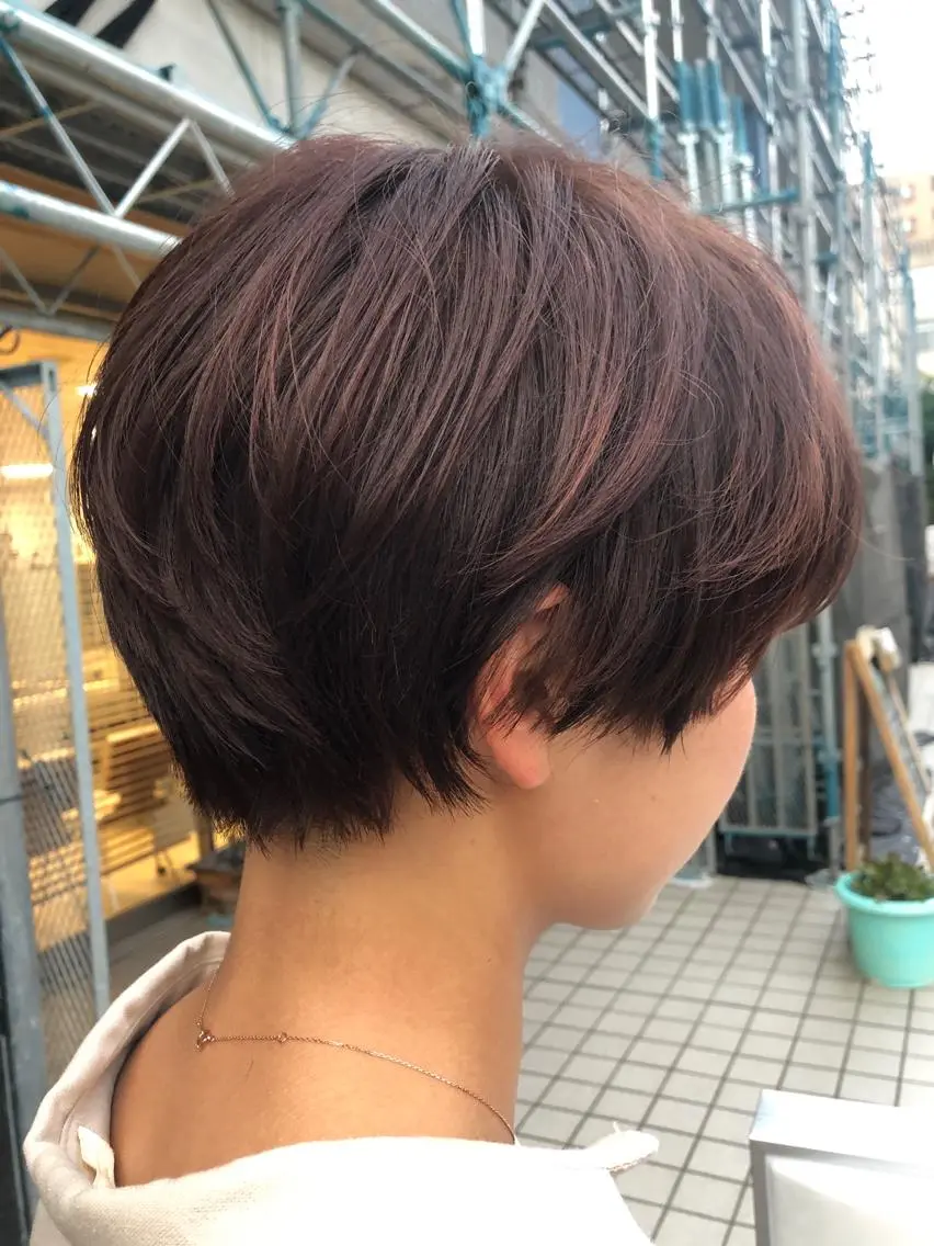 ショート カラー ショートボブ ピンクカラー ボブ ショートヘア 似合わせ レイヤー須川のヘアスタイル