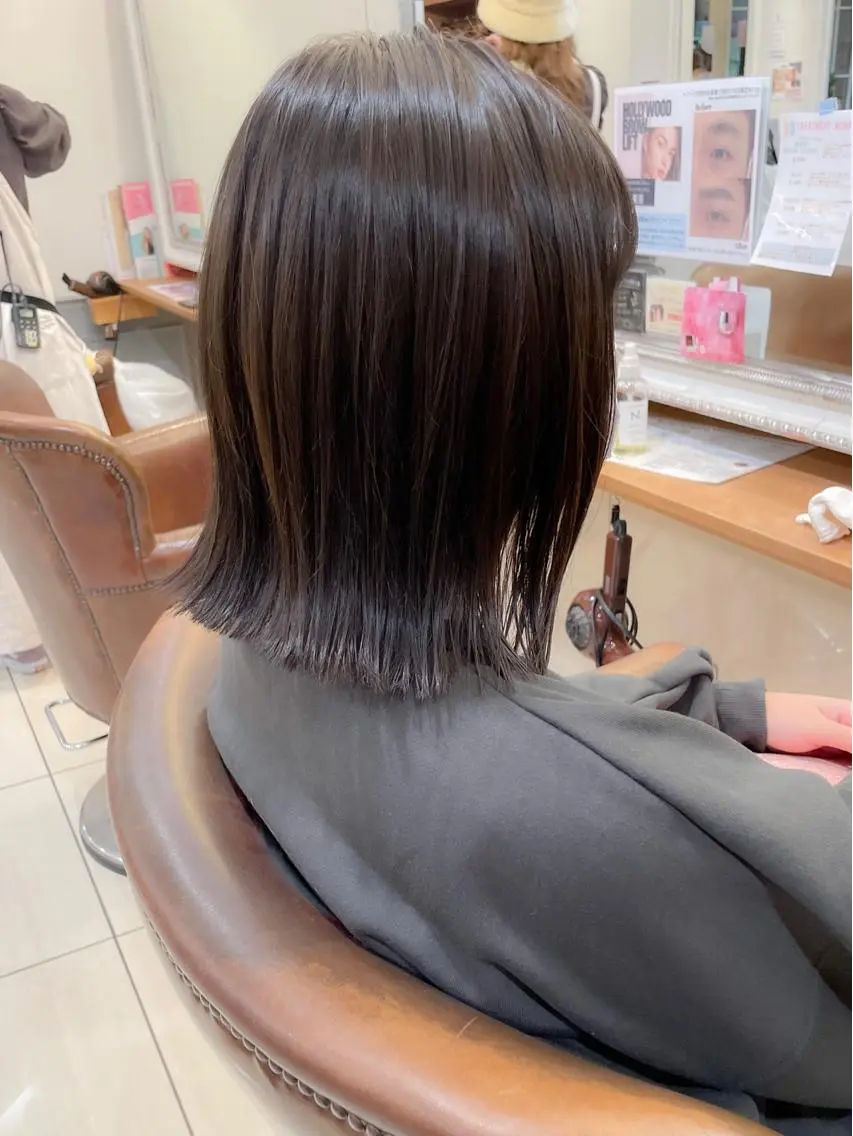 ミディアム 切りっぱなしボブ ボブ カット ヘアカラー ✨カラー支持No.1 🧸ワキ カナコ🧸のヘアスタイル