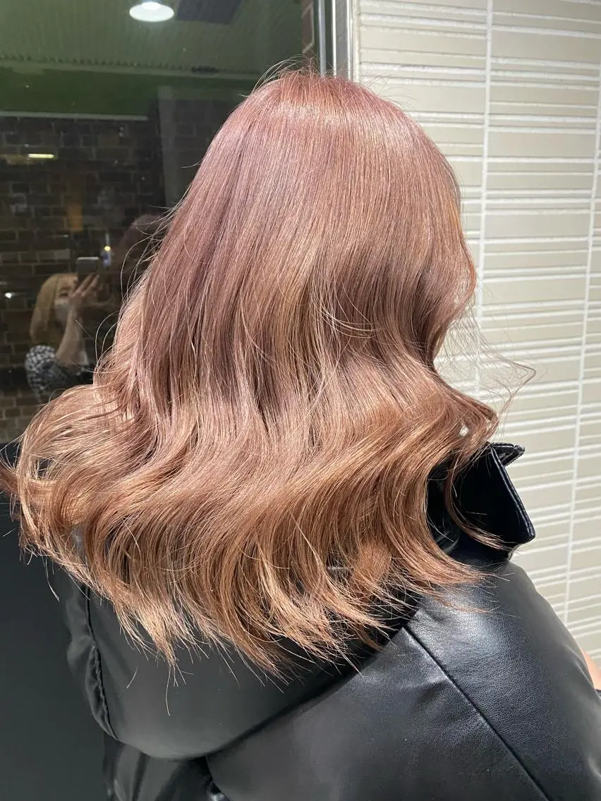 セミロング カラー ベージュカラー ピンクカラー ピンクベージュ 髪質改善/ TECHIのヘアスタイル