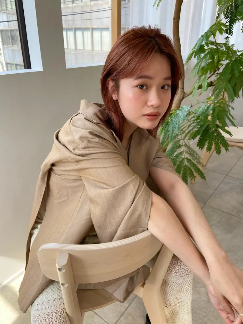 ミディアム カラー ヘアアレンジ カット ヘアカラー トリートメント 田中 あやなのヘアスタイル