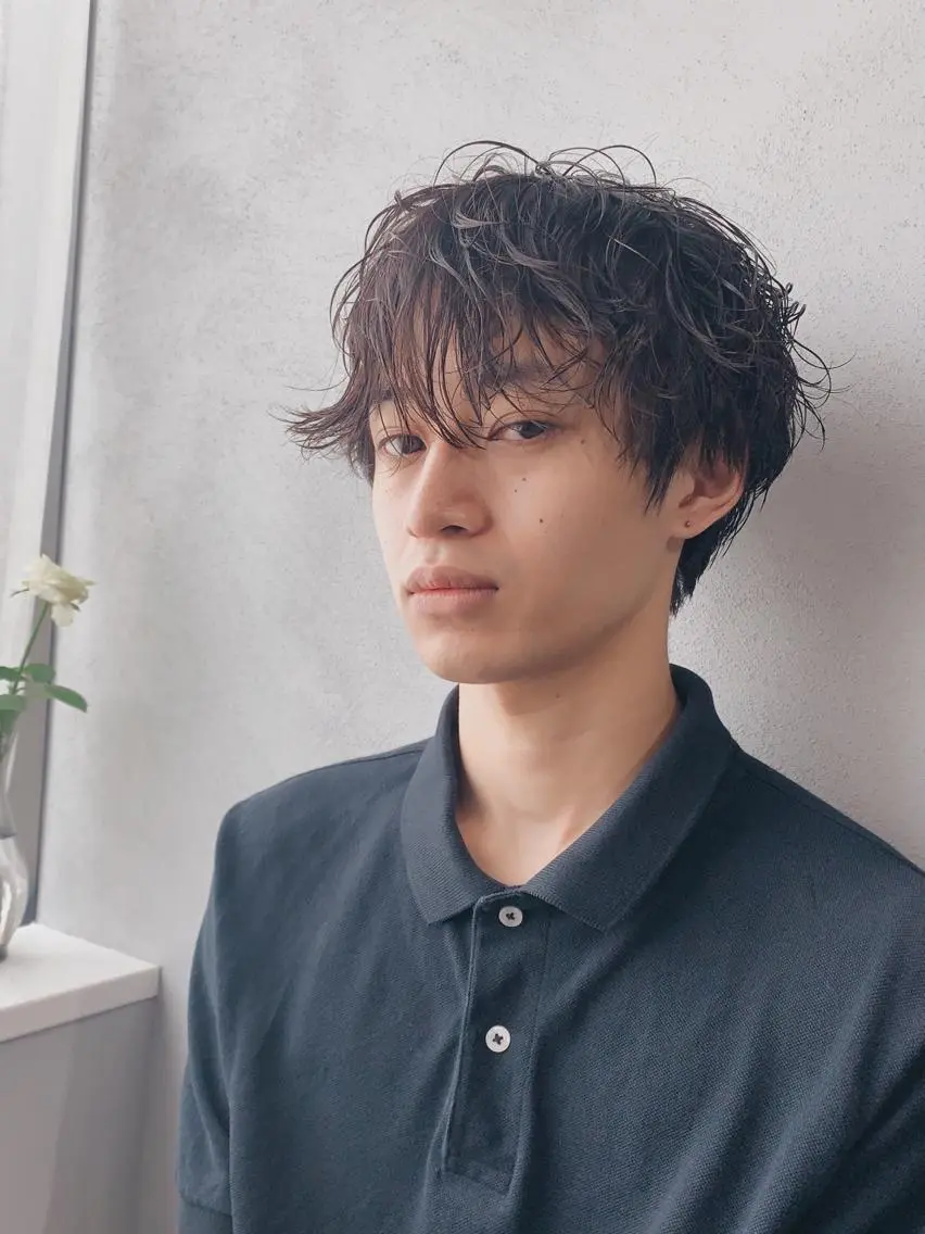 ショート パーマ メンズ パーマ ボブパーマコテ巻き風 パーマNo1深江秀平のヘアスタイル