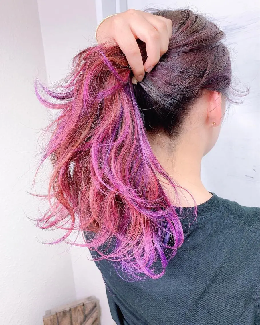 セミロング カラー ブリーチ ラベンダーカラー ピンクカラー ピンクラベンダー ユニコーンカラー BOX mico.のヘアスタイル